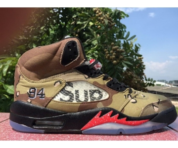 Wholesale Cheap Air Jordan 5 Retro Shoes Army Green/red-black