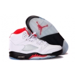 Wholesale Cheap Air Jordan 5 Retro Shoes White/Fire Red-Black