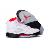 Wholesale Cheap Air Jordan 5 Retro Shoes White/Fire Red-Black