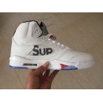 Wholesale Cheap Supreme x Air Jordan 5 Shoes White/red-black