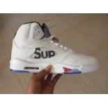 Wholesale Cheap Supreme x Air Jordan 5 Shoes White/red-black