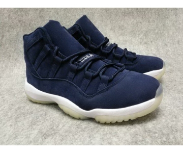 Wholesale Cheap Air Jordan 11 Jeter Re2pect Navy Suede/Deep Blue-White