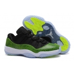 Wholesale Cheap Air Jordan 11 Low Green Snakeskin Shoes Black/Nightshade-White-Volt Ice