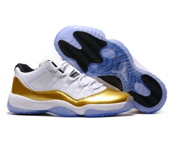 Wholesale Cheap Air Jordan 11 Low Olympic White/Gold-Black