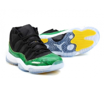 Wholesale Cheap Air Jordan 11 Retro Shoes Black/green-white