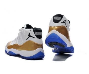 Wholesale Cheap Air Jordan 11 Retro Shoes White/gold-blue