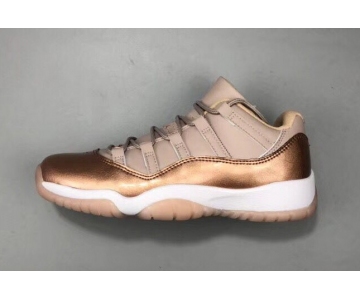 Wholesale Cheap Mens Air Jordan 11 Low Rose Gold Tan/Gold-White
