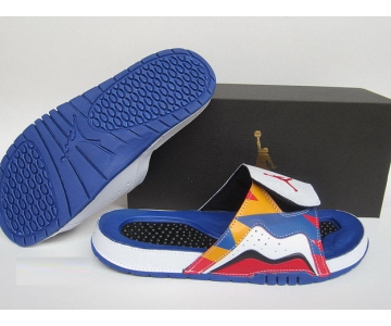 Wholesale Cheap Air Jordan 7 Sandals Shoes Blue/Multi-Color