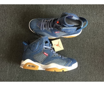 Wholesale Cheap Air Jordan 6 Levi Blue Denim/White-Gum