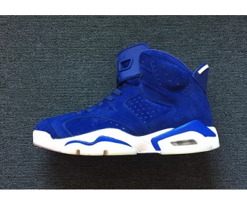 Wholesale Cheap Air Jordan 6 Retro Blue Suede True Blue/White