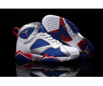 Wholesale Cheap Men's Air Jordan 7 Retro Shoes Blue/silver-white-red