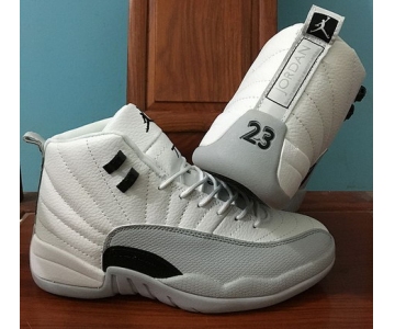 Wholesale Cheap Air Jordan 12 Barons White/Black-Wolf Grey