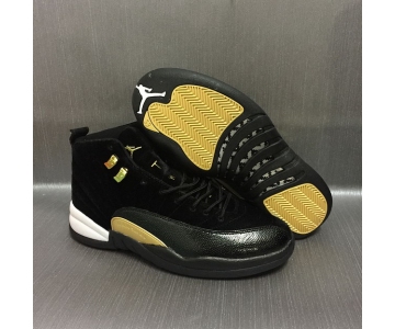 Wholesale Cheap Air Jordan 12 Retro Custom Shoes Black/Gold-White