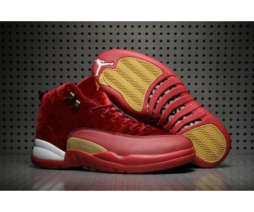 Wholesale Cheap Air Jordan 12 Retro Custom Shoes Red/Gold-White