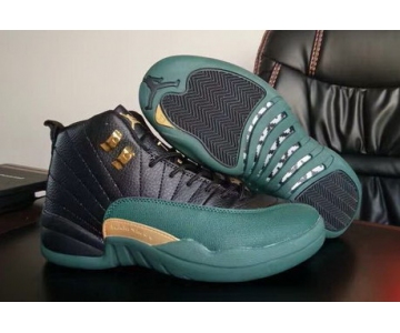 Wholesale Cheap Air Jordan 12 Retro Shoes Black Green Gold
