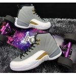 Wholesale Cheap Air Jordan 12 Retro Shoes Wolf Grey/White-Gold