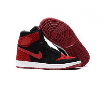 Wholesale Cheap Air Jordan 1 High Flyknit Banned Black/Varsity Red-White