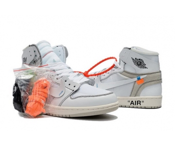 Wholesale Cheap Off White x Air Jordan 1 Part 2 Shoes White/Grey