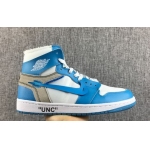 Wholesale Cheap The 10 Air Jordan 1 Off White North Carolina blue/White