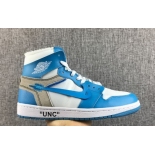 Wholesale Cheap The 10 Air Jordan 1 Off White North Carolina blue/White