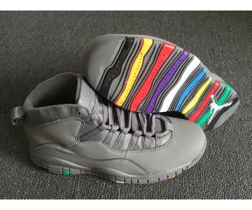 Wholesale Cheap Air Jordan 10 Retro Rainbow Sole Wolf Grey