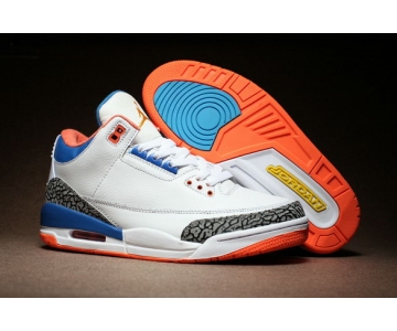 Wholesale Cheap Air Jordan 3 Retro Shoes White/Blue-Orange-Gray cement