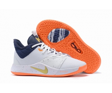 Wholesale Cheap Nike PG 3 Drak Blue White Gold