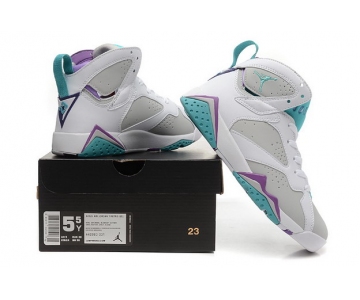 Wholesale Cheap WMNS Air Jordan 7 GS Shoes White/blue-purple