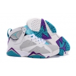 Wholesale Cheap Womens Air Jordan 7 Retro Shoes White/grey-blue-purple