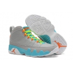 Wholesale Cheap Womens Air Jordan 9 Retro Shoes Gray/University Blue-orange