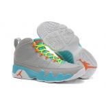 Wholesale Cheap Womens Air Jordan 9 Retro Shoes Gray/University Blue-orange