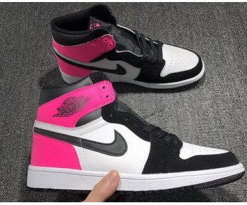 Wholesale Cheap Air Jordan 1 GS Valentine's Day Shoes Black/Hyper Pink-White