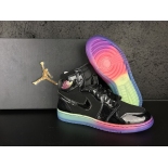 Wholesale Cheap Air Jordan 1 Retro High Gs Heiress Shoes Black/Rainbow