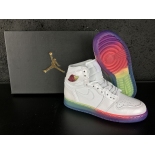 Wholesale Cheap Air Jordan 1 Retro High Gs Heiress Shoes White/Rainbow