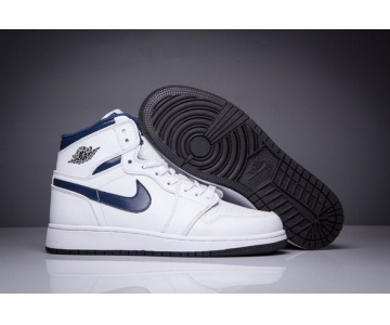 Wholesale Cheap Women Girl Air Jordan 1 High Shoes NAVY Blue/White Black