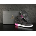 Wholesale Cheap Womens Air Jordan 1 High GS Shoes Black/White-Pink