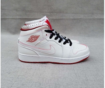 Wholesale Cheap Women's Jordan 1 Mid Shoes White red black
