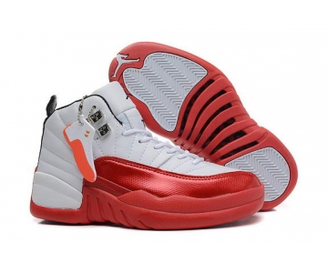 Wholesale Cheap Air Jordan 12 Retro GS Womens Shoes White/red