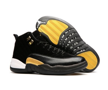 Wholesale Cheap Womens Air Jordan 12 Retro Shoes Black/Gold White