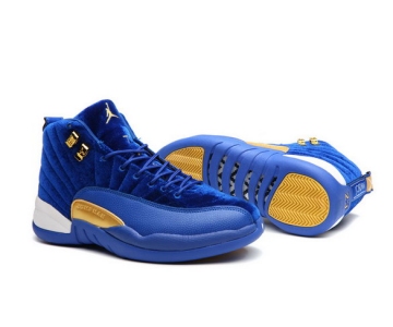 Wholesale Cheap Womens Air Jordan 12 Retro Shoes Blue/Gold-White