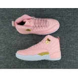 Wholesale Cheap Womens Air Jordan 12 Retro Shoes Pink/White-Gold