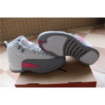Wholesale Cheap Womens Air Jordan 12 Retro Shoes White Grey Pink