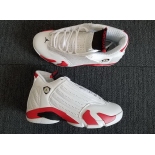 Wholesale Cheap Women's Air Jordan 14 candy cane Shoes White/Red-Black