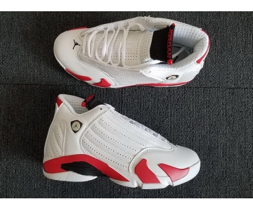 Wholesale Cheap Women's Air Jordan 14 candy cane Shoes White/Red-Black