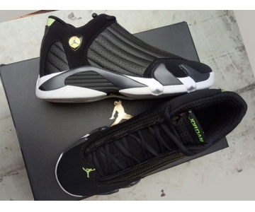 Wholesale Cheap Womens Jordan 14 Retro Shoes Black/White-Green