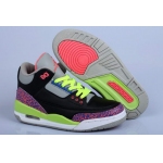 Wholesale Cheap Womens Air Jordan 3 Shoes Black/Purple/Green