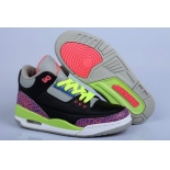 Wholesale Cheap Womens Air Jordan 3 Shoes Black/Purple/Green