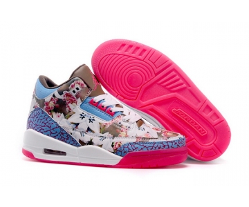 Wholesale Cheap Womens Air Jordan 3 Shoes Pink/blue-white
