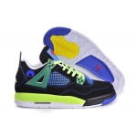 Wholesale Cheap Womens Air Jordan 4 (IV) Retro Shoes black/green-yellow-blue-white