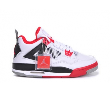 Wholesale Cheap Womens Jordan 4 Shoes white/black/red